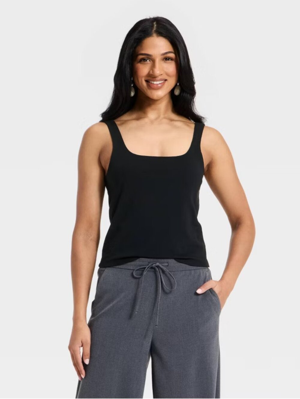 Women's Sculpt Square Tank Top - A New Day Black M
